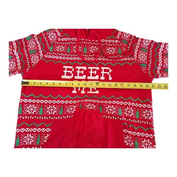 Spencers Beer Me Ugly Christmas Hoodie Unisex Medium Cotton Blend Red Green - Picture 11 of 13